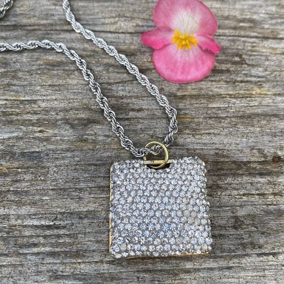Lele Sadoughi Pave Mixed Shape Earring Repurposed into a Pendant Necklace. VGUC! - Picture 1 of 10